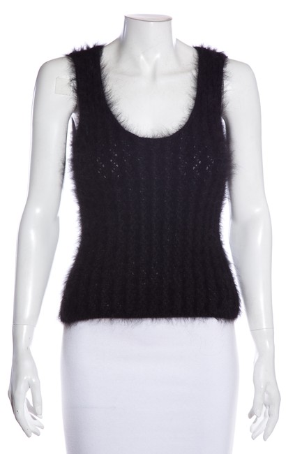 Chanel Black Mohair Sleeveless Tank Top CamiS 