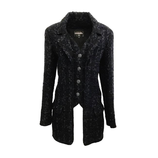 Chanel Black Navy Boucle with Vest Front Blazer