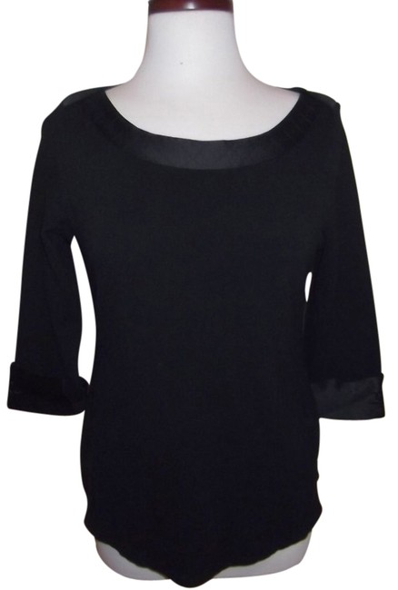 Chanel Black Neck Tunic with Silk Cc Logo On Cuffs Blouse