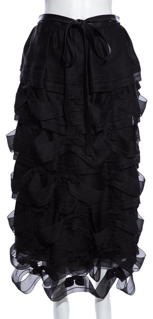 Chanel Black Silk Crepe Skirt  S 28 