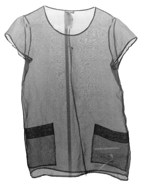 Chanel Black Silk Organza Blouse  S 