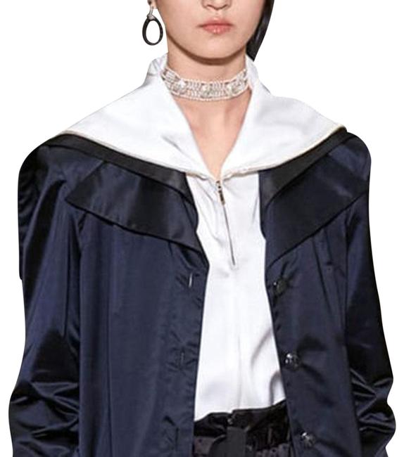 Chanel Black Silk Plain Zip Long Sleeve Blouse