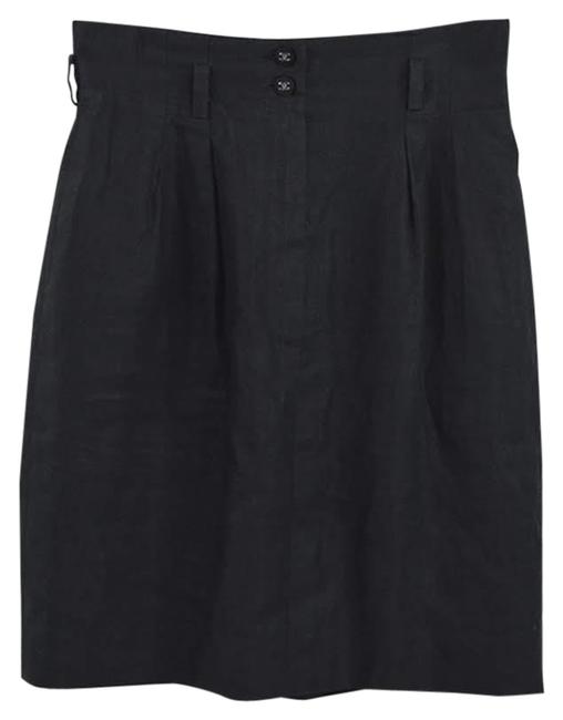 Chanel Black Silver Linen High Waist #170 430 Skirt  S 28 