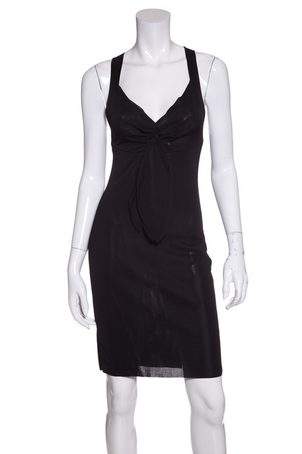 Chanel Black Sleeveless Stretch Knit Short Casual Dress  S 