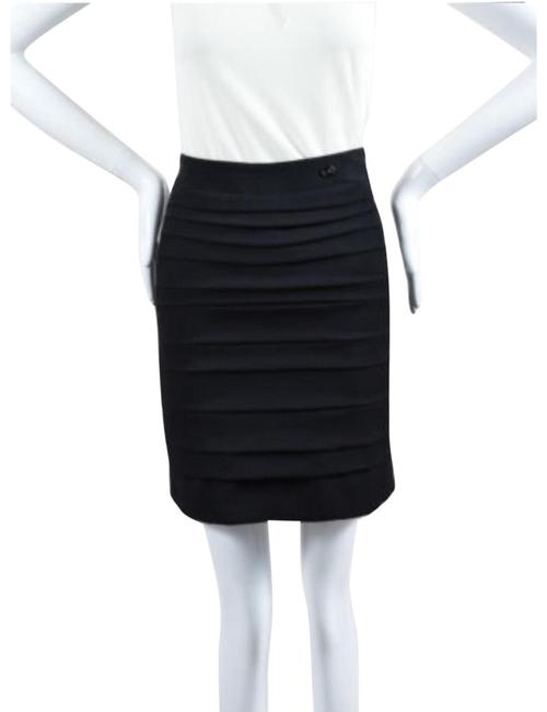 Chanel Black Stretchy Crepe Tiered Mini Length Straight 34 SkirtS 27 
