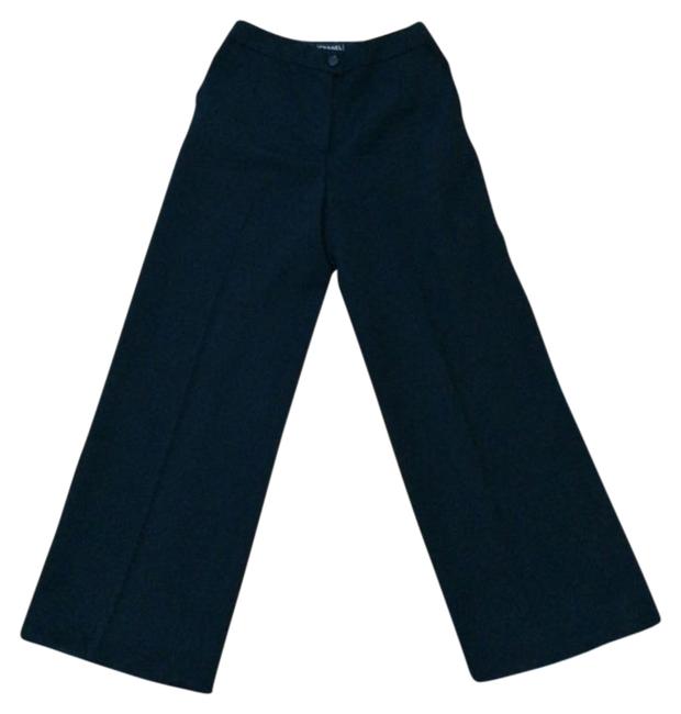 Chanel Black Trousers Wool Silk Branded Button 38 Us Pants26 