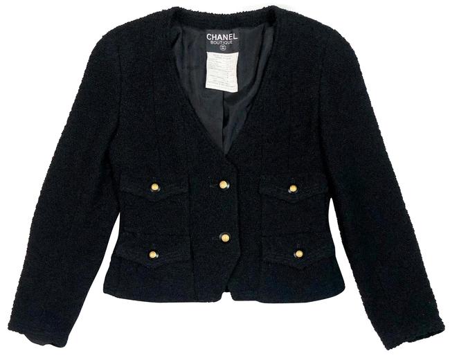 Chanel Black Tweed Boucle Jacket BlazerS 