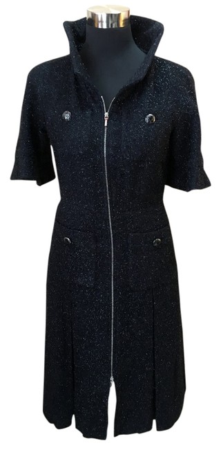 Chanel Black Tweed Coat with Mini Skirt Long Cocktail DressS 