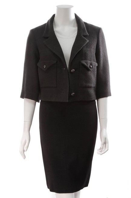 Chanel Black Tweed Jacket Blazer  S 