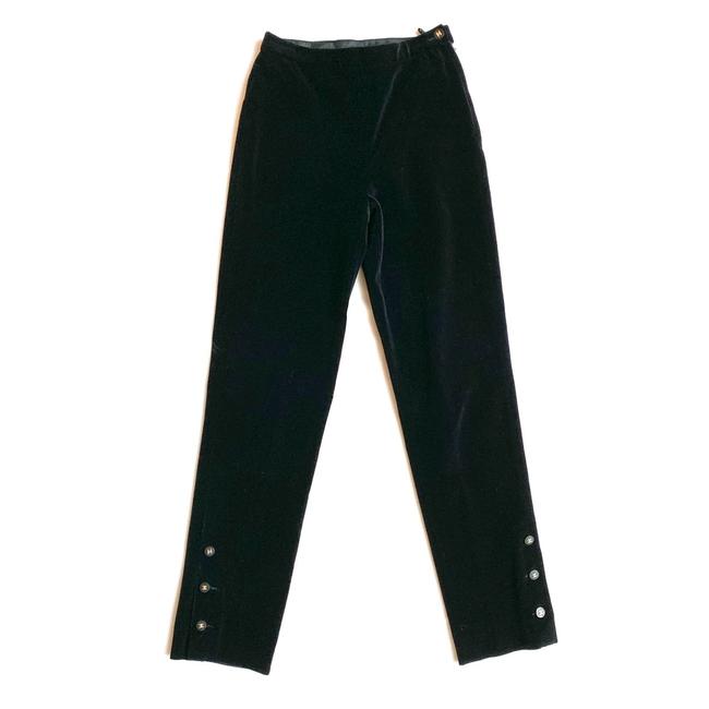 Chanel Black Velvet High Waist Logo Button Dress Pants 25 