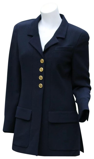 Chanel Black L Vintage 80s C H A N E Boutique Jacket BlazerS 