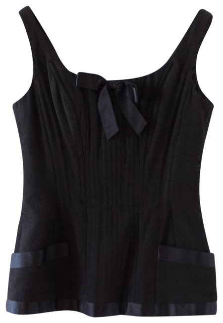 Chanel Black Vintage Spring 1993 Satin Bow Corset 93p Tank Top Cami
