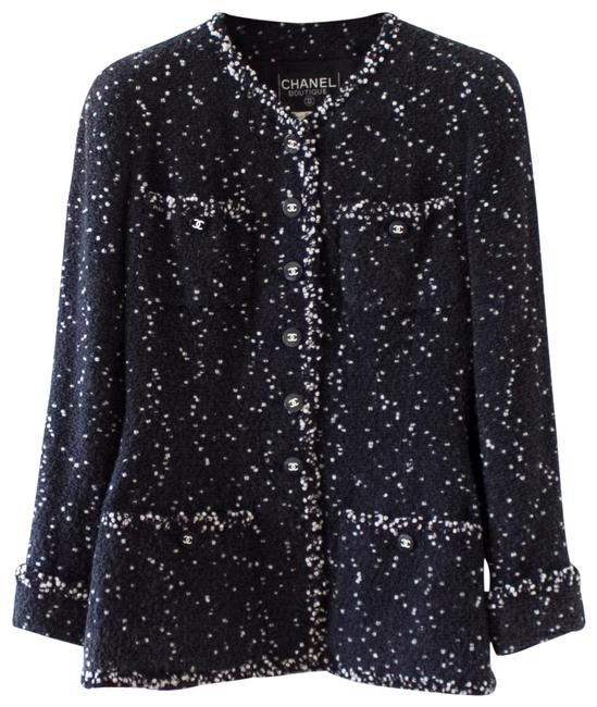 Chanel Black Vintage Vogue Fall 1995 95a Popcorn White Tweed BlazerS 