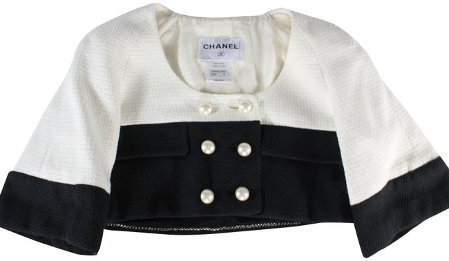 Chanel Black White Colorblock Pearl Button Cropped Jacket