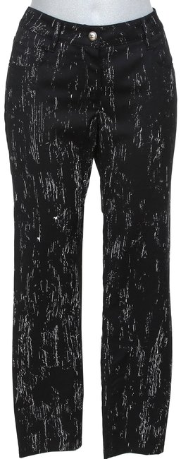 Chanel Black White Leg Wool Pockets Zip Casual 38 Spring PantsS 27 