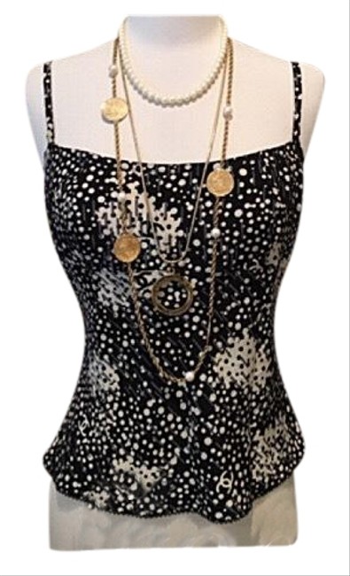 Chanel Black White Runway Cc Logo Silk Tank Top CamiS 