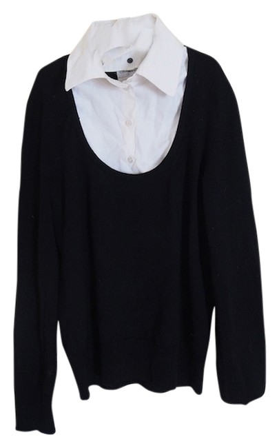 Chanel With Removable White Collar Black Sweater 