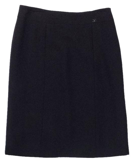 Chanel Black Wool Blend Pencil Skirt  S 28 