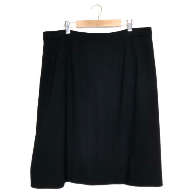 Chanel Black Wool Silk Lining Logo Button Skirt32 33 