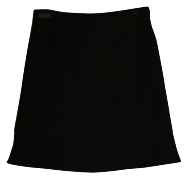 Chanel Black Woven Wool Crepe Detail Simple Skirt  29 30 