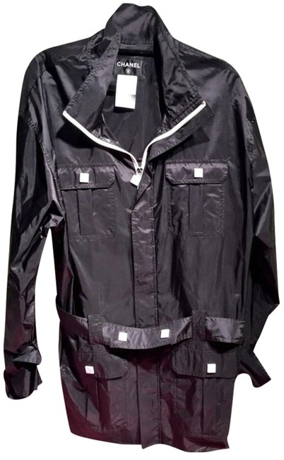 Chanel Black XL Windbreaker Cc Buttons JacketPlus 0x 