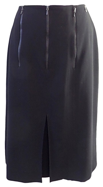 Chanel Black Zip Detail Skirt  S 28 