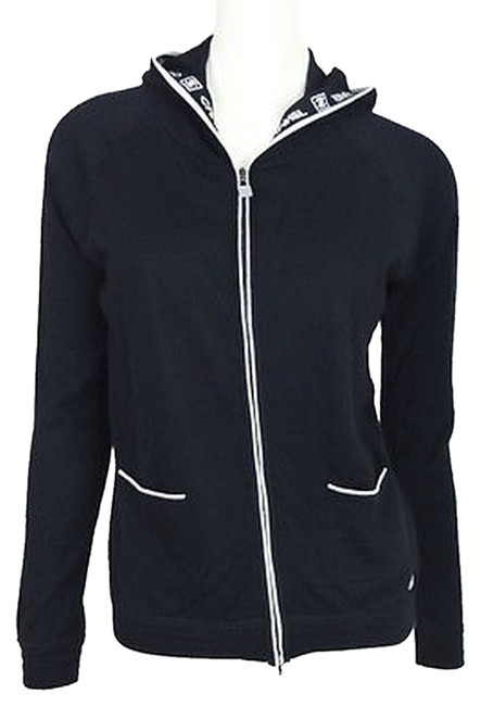 Chanel Black Zip up Hooded Sports Jacket  