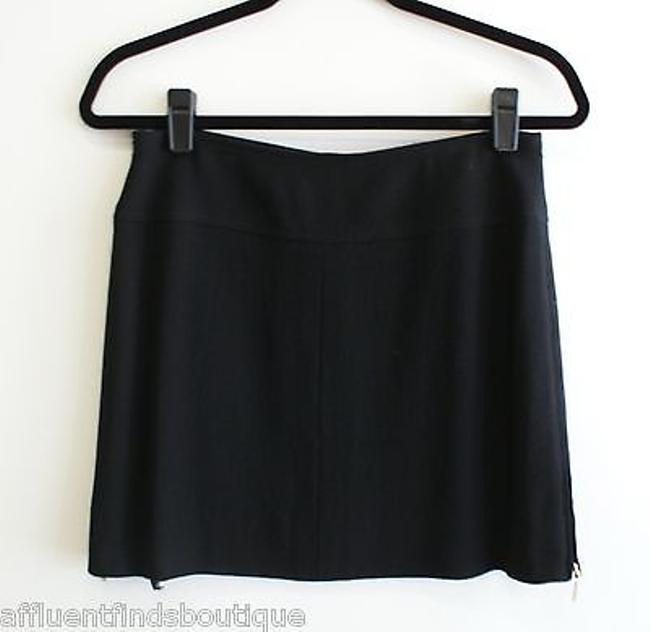 Chanel Blacks 95p Wool with Gold Zippers Or 46 Skirt Size N A 