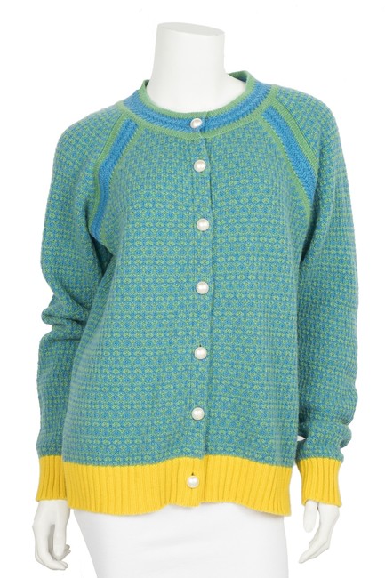 Chanel Blue and Green Cashmere Cardigan