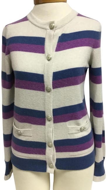 Chanel Blue And Purple Stripe Cardigan  S 