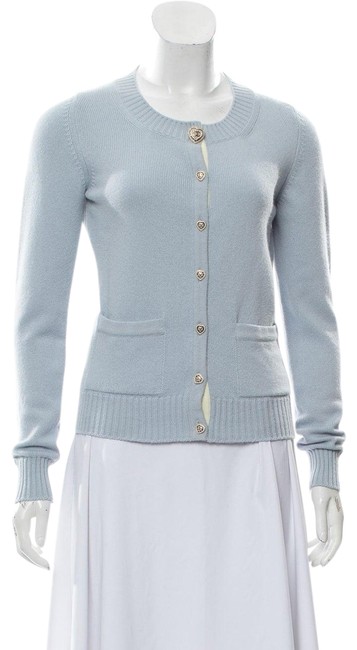 Chanel Blue Cashmere Button up Cardigan  S 