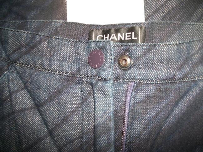 Chanel Blue Dark Light Rinse Tone Pants Straight Leg Jeans 2 8 M 