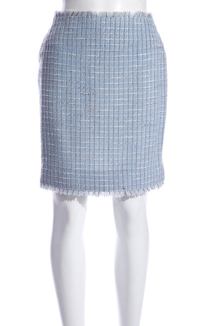 Chanel Blue Light Vintage Tweed Pattern Knee length 44 Skirt  S 28 
