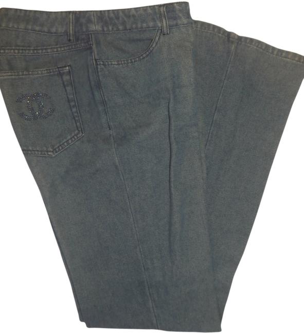 Chanel Blue Medium Wash Denim Trouser Wide Leg Jeans 6 2