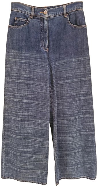 Chanel Blue Medium Wash European Collection Trouser Wide Leg Jeans 2 8 M 