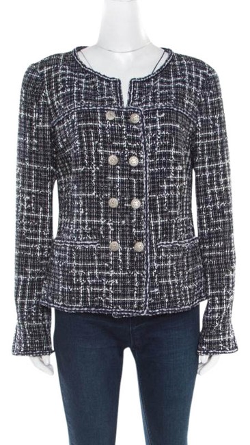 Chanel Blue Midnight Tweed Double Breasted Jacket 0 M 