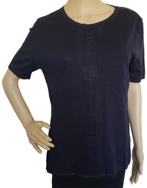 Chanel Blue Navy Sport Interlocking Cc Short Sleeve Blouse  