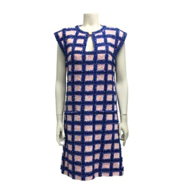 Chanel Blue and Pink Window Pane Mid length Cocktail Dress 0 M 