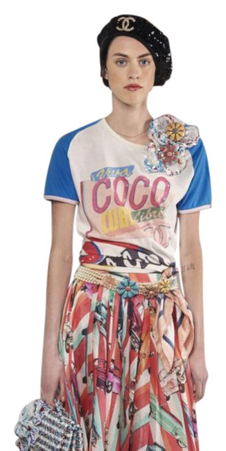 Chanel Blue Runway Cruise 2017 Coco Cuba Cotton T shirt Tee ShirtS 