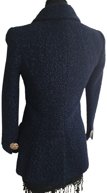 Chanel Blue Tweed Boucle Long Blazer Us Jacket