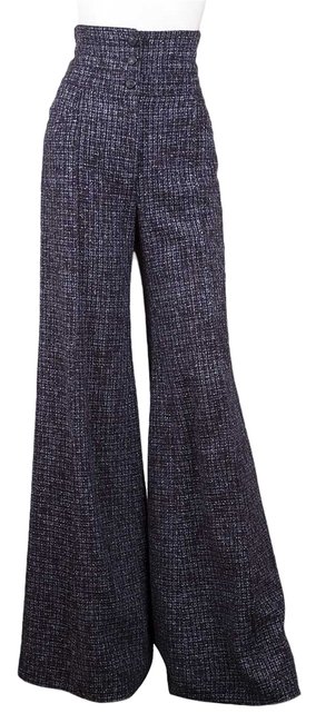 Chanel Blue Tweed High Rise Pants 0 M 31 