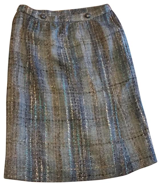 Chanel Blue Tweed Pencil Skirt  29 30 
