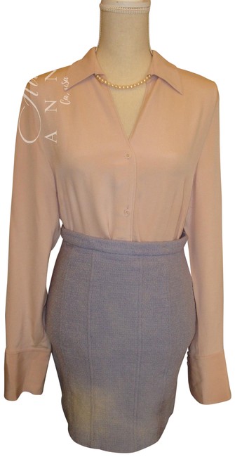 Chanel Blue Lavender Light Blue Lavender Tweed Pencil SkirtS 27 