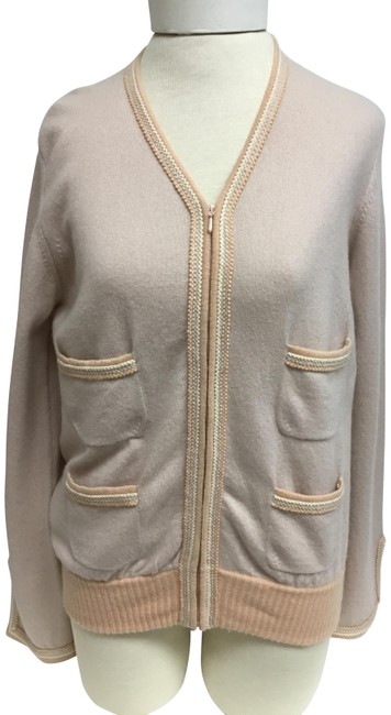 Chanel Blush Cashmere with Peach and Cream Trim Cardigan 0 M 