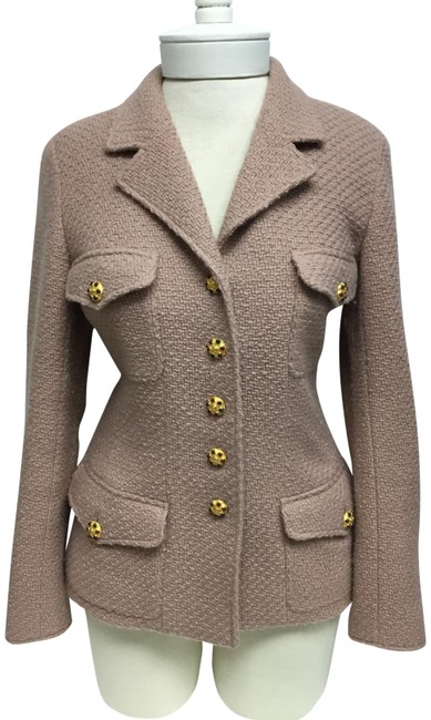 Chanel Blush Tweed with Gold and Gripoix Buttons Jacket  S 