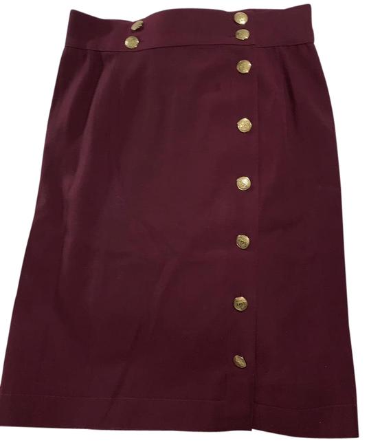 Chanel Bordeaux Red Wool Wrap Skirt32 33 