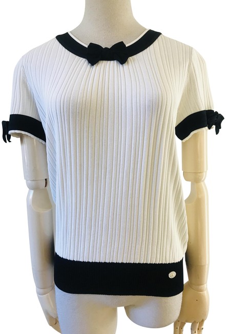 Chanel Bow Knit White Sweater 