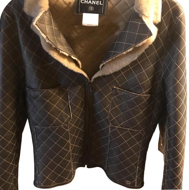 Chanel Brown and Cream Shearling Jacket  