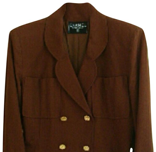 Chanel Brown Double Breasted Cotton Gab JacketS 