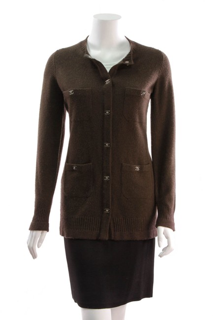Chanel Brown Knit Cashmere Cardigan  